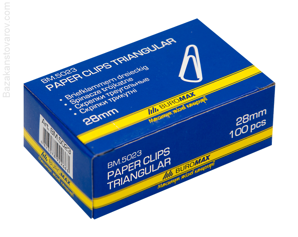 Скріпки 28мм, 100 шт., трикутні, нікельовані