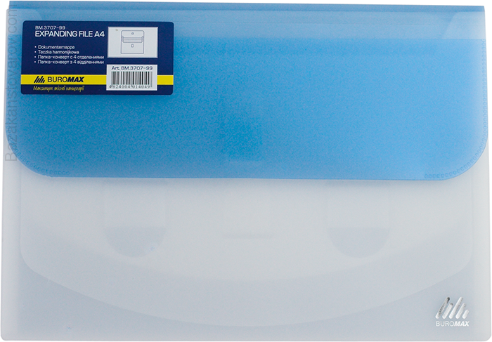 Папка-конверт А4 на липучці TRAVEL, 4отд., асорті