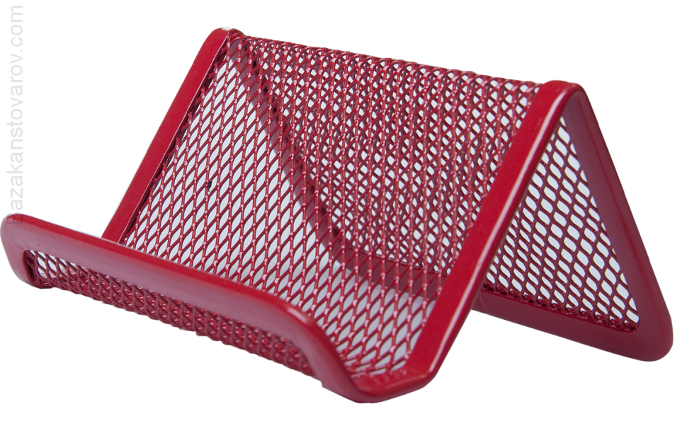 Підставка для візиток 95х80х45мм, металева, червоний