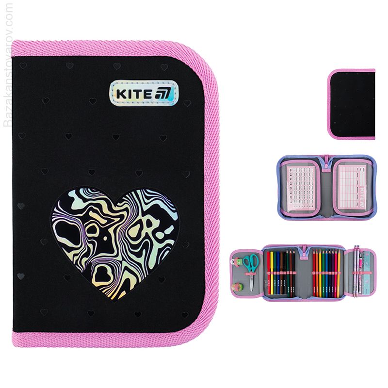 Пенал Kite 1 від., 2 відв., з наповненням 622H Love is