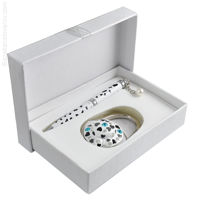 Набор подарочный "Elegance": ручка шариковая + крючек д сумки, белый