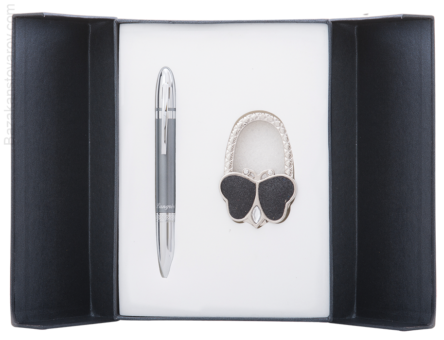 Набор подарочный "Lightness": ручка шариковая + крючек д сумки, черный