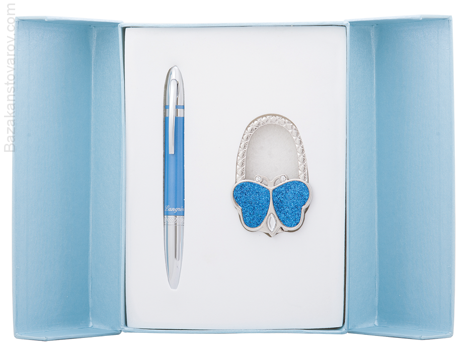 Набор подарочный "Lightness": ручка шариковая + крючек д сумки, синий