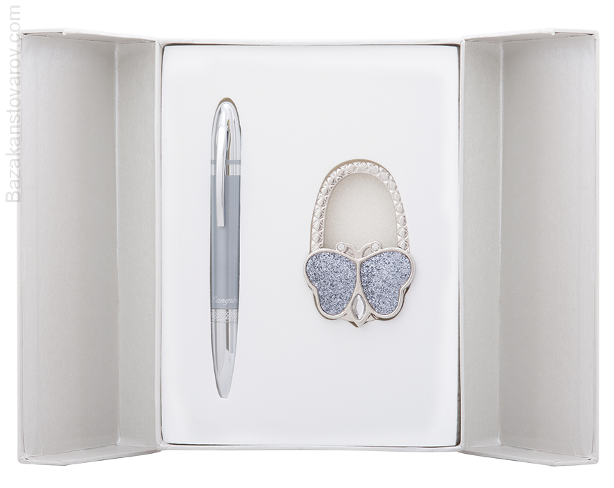 Набор подарочный "Lightness": ручка шариковая + крючек д сумки, серый