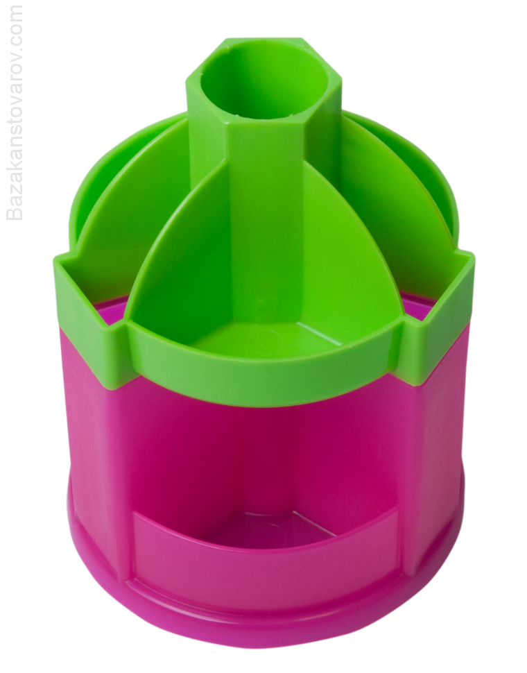 Підставка-вертушка канцелярська FUN, 10 відділень, салатово-рожева