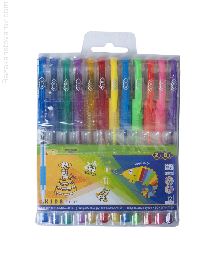 Набор из 12-и гелевых ручек NEON+GLITTER, 12 цветов, KIDS Line